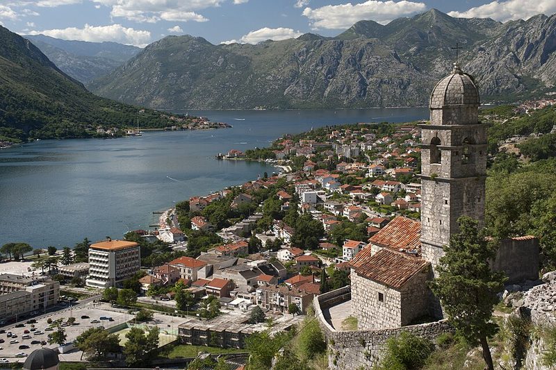 View across Kotor Bay from above the old town and waterfront