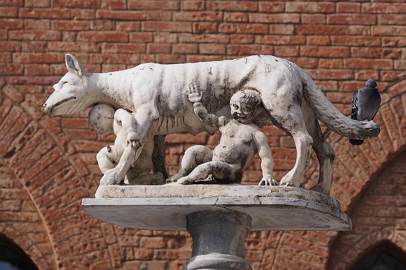 Sienese she-wolf sculpture outside Siena Cathedral